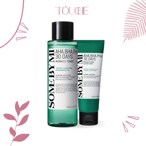 Acne Routine by some by mi miracle toner +clear foam